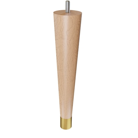 Designs Of Distinction 9" Round Tapered Leg with bolt and 1" Satin Brass Ferrule - Hardwood 01240009MASB6
